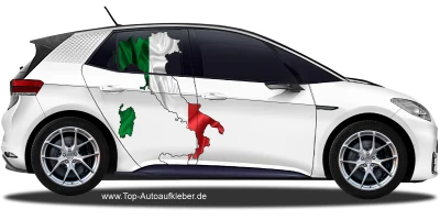 Autodekor Flagge Karte von Italien auf Fahrzeugseite von PKW