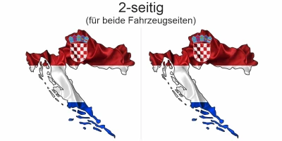 Autodekor Flagge Karte von Kroatien - Ansicht zweiseitig für beide Fahrzeugseiten
