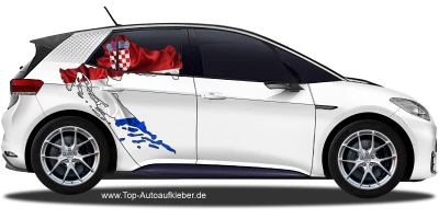 Autodekor Flagge Karte von Kroatien auf Fahrzeugseite von PKW