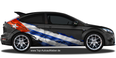Autodekor Flagge Kuba auf Fahrzeugseite von dunklem PKW