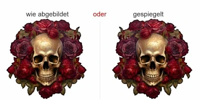 Autodekor Goldener Totenkopf mit Rosen - Ansicht Ausrichtung