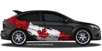 Autodekor Kanadische Flagge auf Fahrzeugseite von dunklem PKW