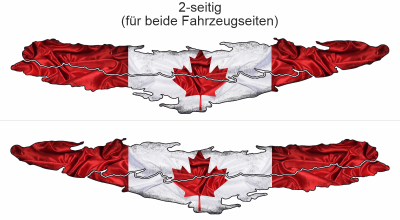 Autodekor Kanadische Flagge - Ansicht zweiseitig für beide Fahrzeugseiten