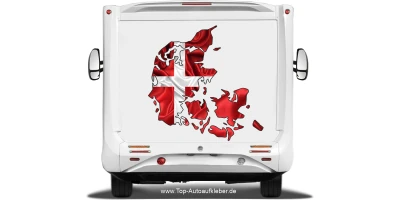Autodekor Silhouette von Dänemark auf Heck von Reisemobil