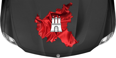 Autodekor Silhouette von Hamburg auf dunkler Motorhaube