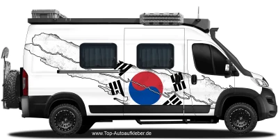 Autosticker Flagge von Südkorea auf Fahrzeugseite von Camper