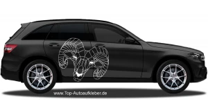 Mobile Preview: Autofolie Widderkopf in Polygon Optik auf dunklem Auto