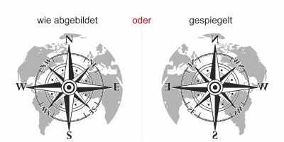 Buntes Heckscheibendekor mit Weltkarte und Kompass