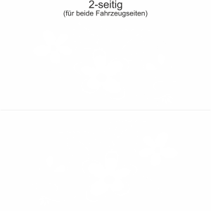 Autotattoo Blumenornament mit Schmetterling  - Ansicht zweiseitig für beide Fahrzeugseiten und Farbauswahl