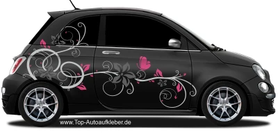 Autoaufkleber Buntes Rankenornament auf dunklem PKW