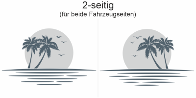 Autoaufkleber Sonnenuntergang mit Palmen | Set für beide Fahrzeugseiten