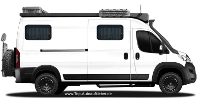 Bergskyline mit Hirsche und Rehe für Camper | Set für beide Fahrzeugseiten