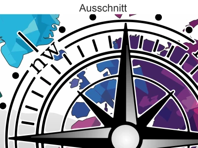 Bunte Weltkarte mit Kompass Camper Aufkleber | Set für beide Fahrzeugseiten