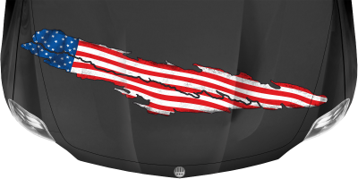 Camper Aufkleber Fahne der USA auf dunkler Motorhaube
