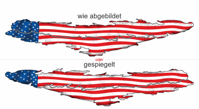 Camper Aufkleber Fahne der USA - Ansicht Ausrichtung