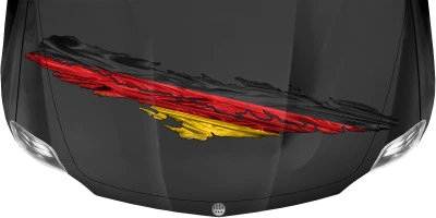 Deutschland Fahne auf dunkler Motorhaube
