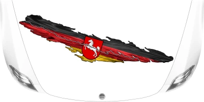 Die Flagge von Niedersachsen zum Aufkleben auf heller Motorhaube