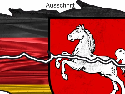 Die Flagge von Niedersachsen zum Aufkleben - Ansicht Ausschnitt