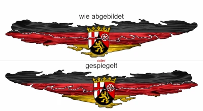 Die Flagge von Rheinland-Pfalz als Autodekor - Ansicht Ausrichtung