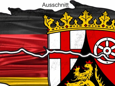 Die Flagge von Rheinland-Pfalz als Autodekor - Ansicht Ausschnitt