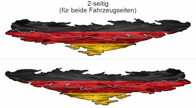 Aufkleber Flagge von Deutschland - Ansicht zweiseitig für beide Fahrzeugseiten