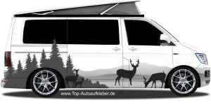 Caravan Aufkleber Rotwild in den Bergen | Set für beide Fahrzeugseiten