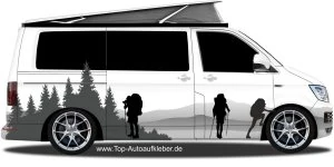 Mobile Preview: Wohnmobilsticker mit Wanderer in den Alpen