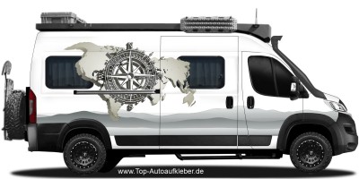 Klebefolie Kompass und Weltkarte