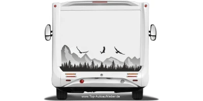 Mobile Preview: Mächtiges Bergmassiv als Aufkleber für den Wohnwagen