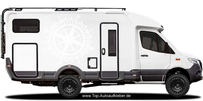 Camperaufkleber Kompass | Set für beide Fahrzeugseiten - Ansicht Farbauswahl