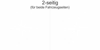 Camperaufkleber Kompass | Set für beide Fahrzeugseiten  - Ansicht Ausrichtung und Farbauswahl