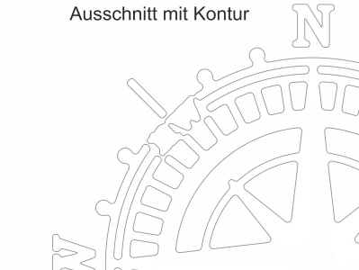 Camperaufkleber Kompass mit weißer Kontur - Ansicht Ausschnitt und Farbauswahl