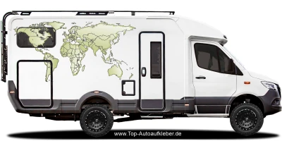 Camperaufkleber Weltkarte | Set für beide Fahrzeugseiten