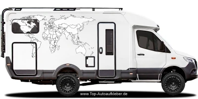 Camperaufkleber Weltkarte | Set für beide Fahrzeugseiten