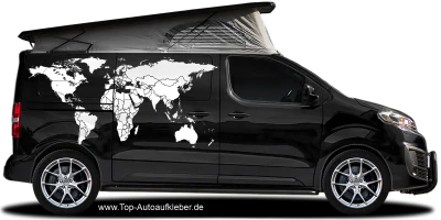 Camperaufkleber Weltkarte | Set für beide Fahrzeugseiten