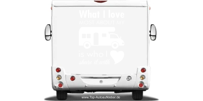 Camperaufkleber What I love auf hellem Heck - Ansicht Farbauswahl