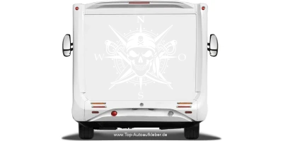 Camperdekor Kompass mit gekreuzten Schwertern