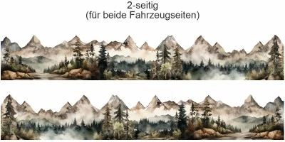 Campervan Aufkleber Malerische Berge - Ansicht zweiseitig für beide Fahrzeugseiten