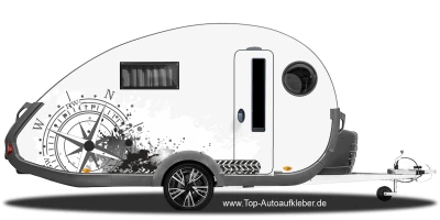 Campingaufkleber Windrose mit Reifenspur