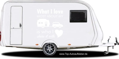 Caravanaufkleber What I love auf heller Wohnwagenseiten - Ansicht Farbauswahl