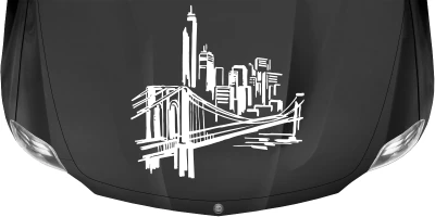 Wohnmobilaufkleber Skyline New York auf dunkler Motorhaube - Ansicht Farbauswahl