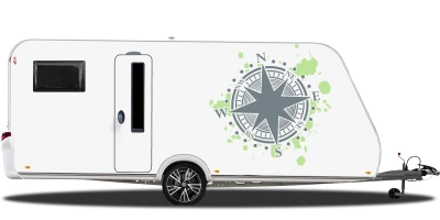 Bunter Autoaufkleber mit Kompass für beide Fahrzeugseiten
