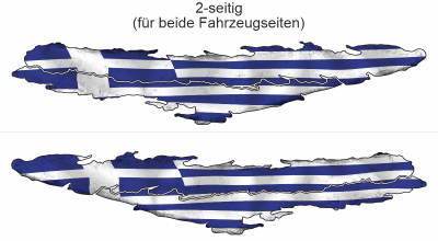 Fahne Griechenland - Ansicht zweiseitig für beide Fahrzeugseiten