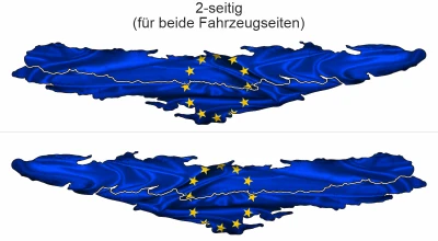Autoaufkleber die europäische Flagge - Ansicht zweiseitig für beide Fahrzeugseiten