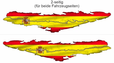 Auto Aufkleber Flagge Spanien - Ansicht zweiseitig für beide Fahrzeugseiten