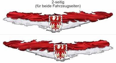 Flagge von Brandenburg als Autoaufkleber - Ansicht zweiseitig für beide Fahrzeugseiten