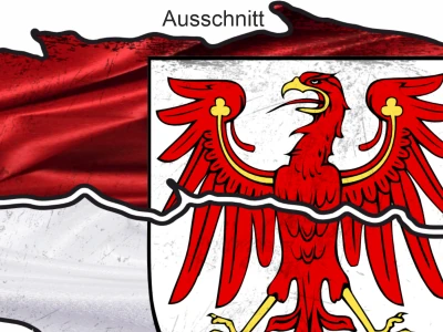 Flagge von Brandenburg als Autoaufkleber - Ansicht Ausschnitt