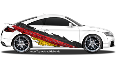 Die Deutsche Flagge auf Fahrzeugseite von PKW
