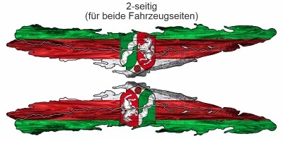 Flagge von Nodrhein-Westfalen als Autoaufkleber | Set für beide Fahrzeugseiten
