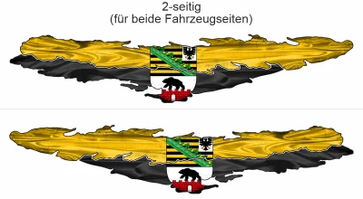 Die Flagge von Sachsen-Anhalt - Ansicht zweiseitig für beide Fahrzeugseiten